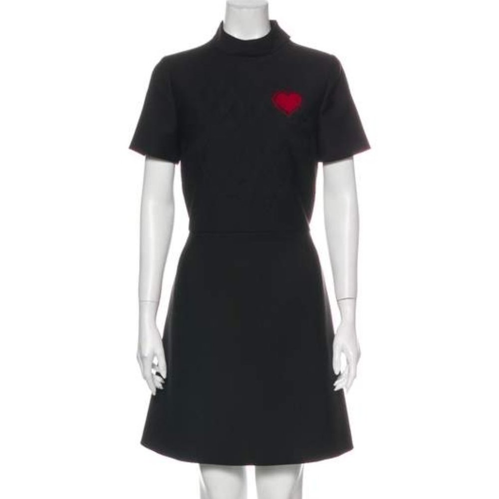 CHRISTIAN DIOR BLACK DRESS W RED HEART SZ 10